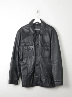 Men's Vintage Black Leather Jacket M