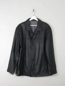 Men's Vintage Black Leather Jacket M Relaxed Fit