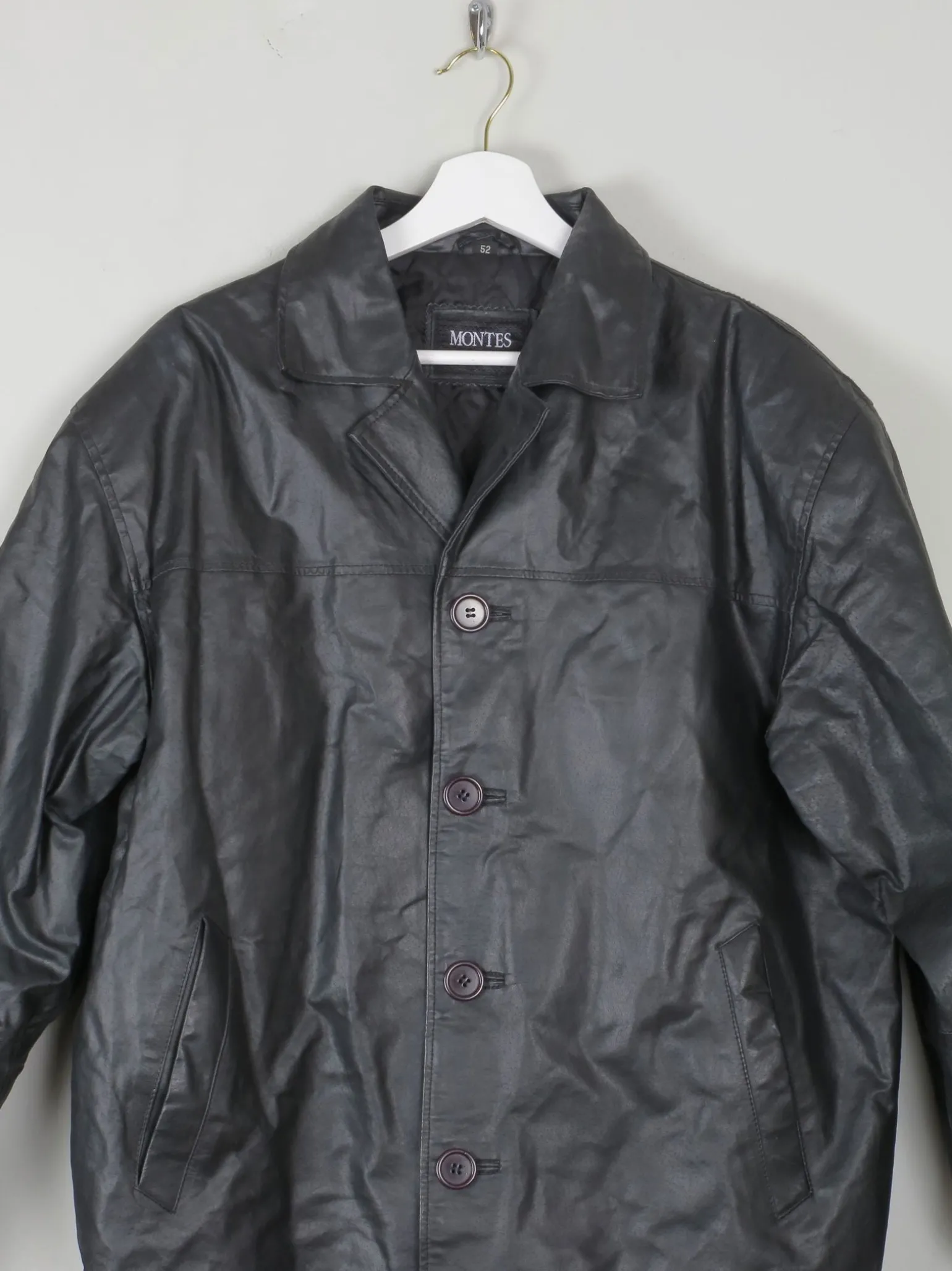 Men's Vintage Black Leather Jacket S/M