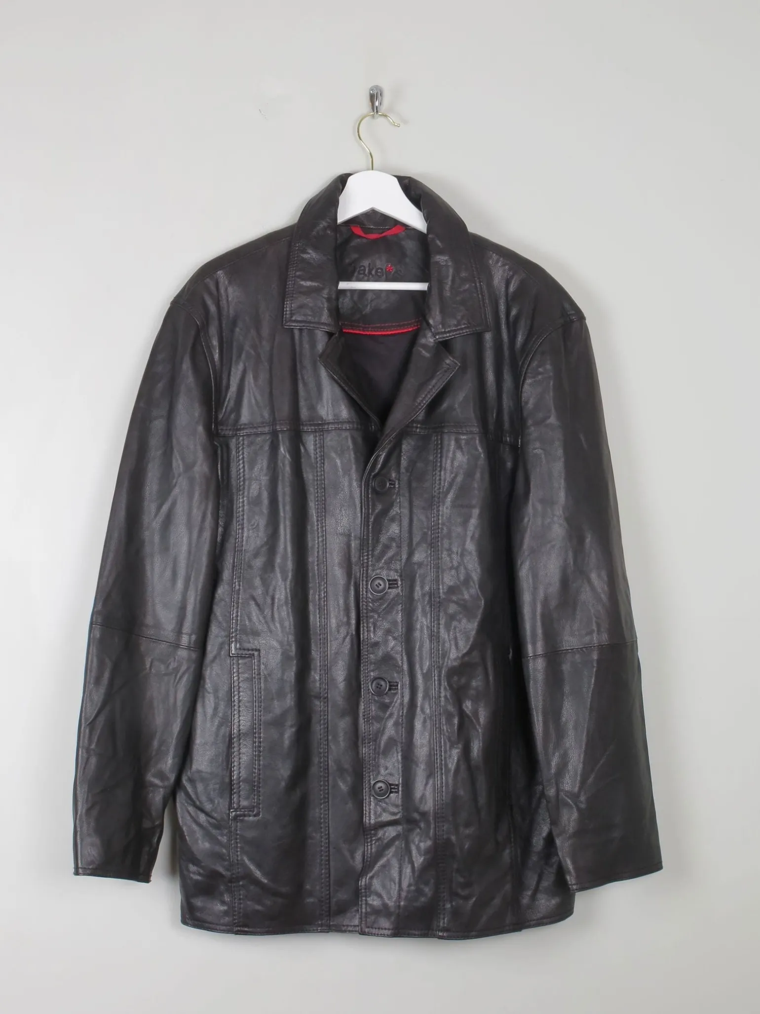 Men's Vintage Black Leather Jacket L