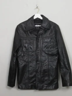 Men's Vintage Black Leather Jacket S/M