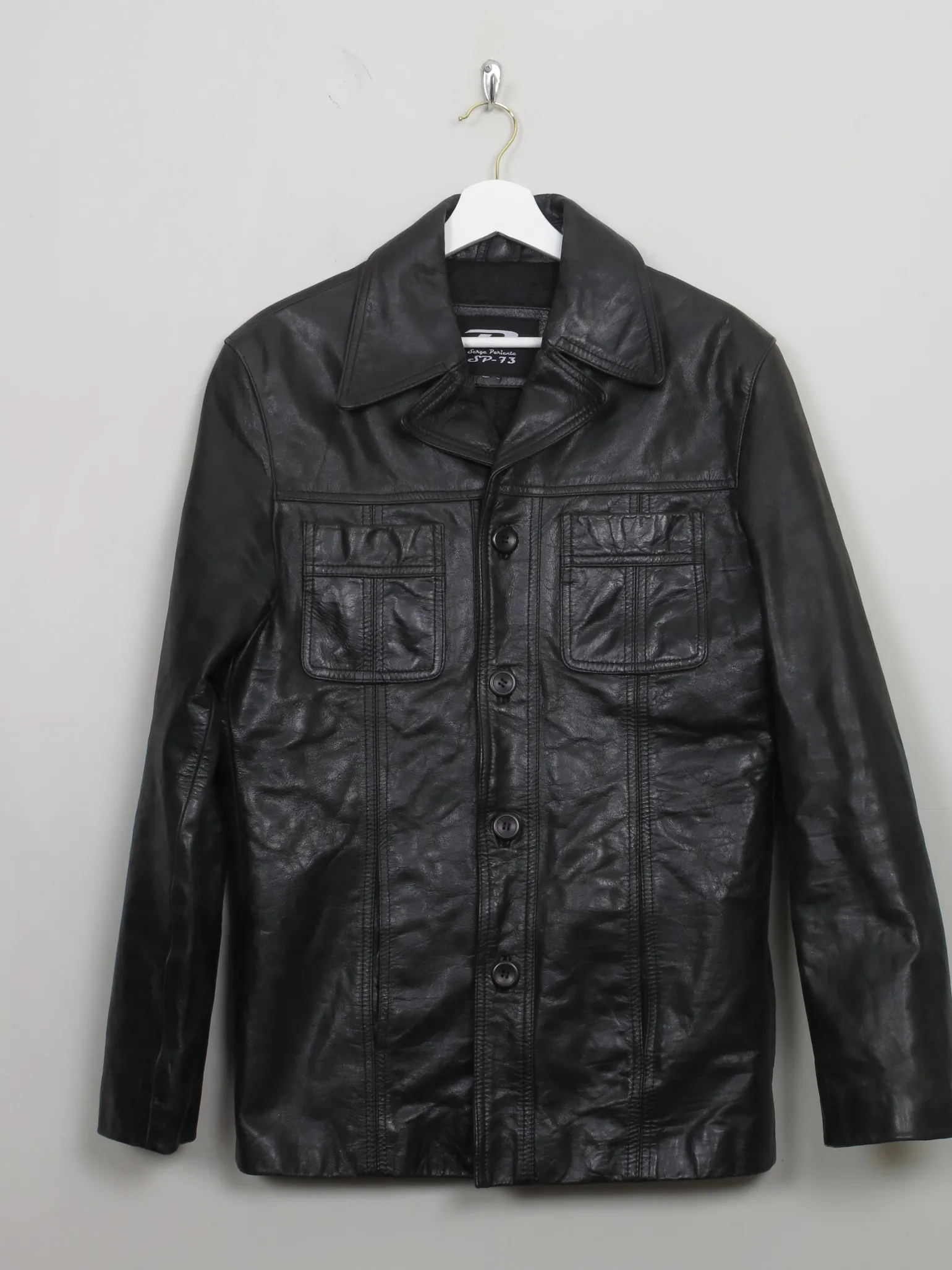 Men's Vintage Black Leather Jacket S/M