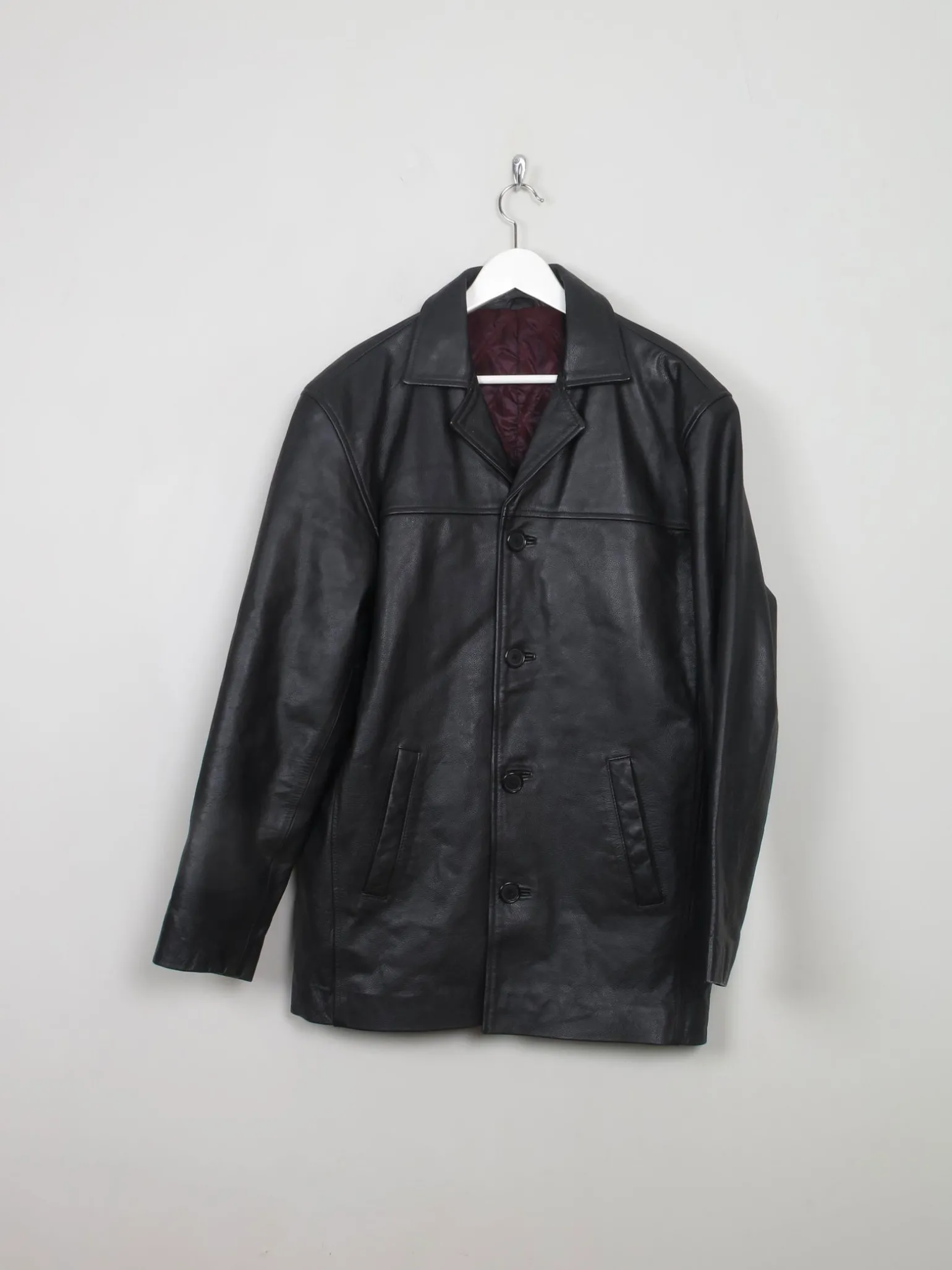 Men's Vintage Black Leather Jacket M
