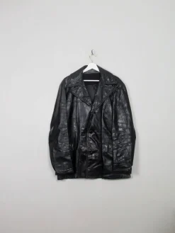 Men's Vintage Black Leather Jacket L