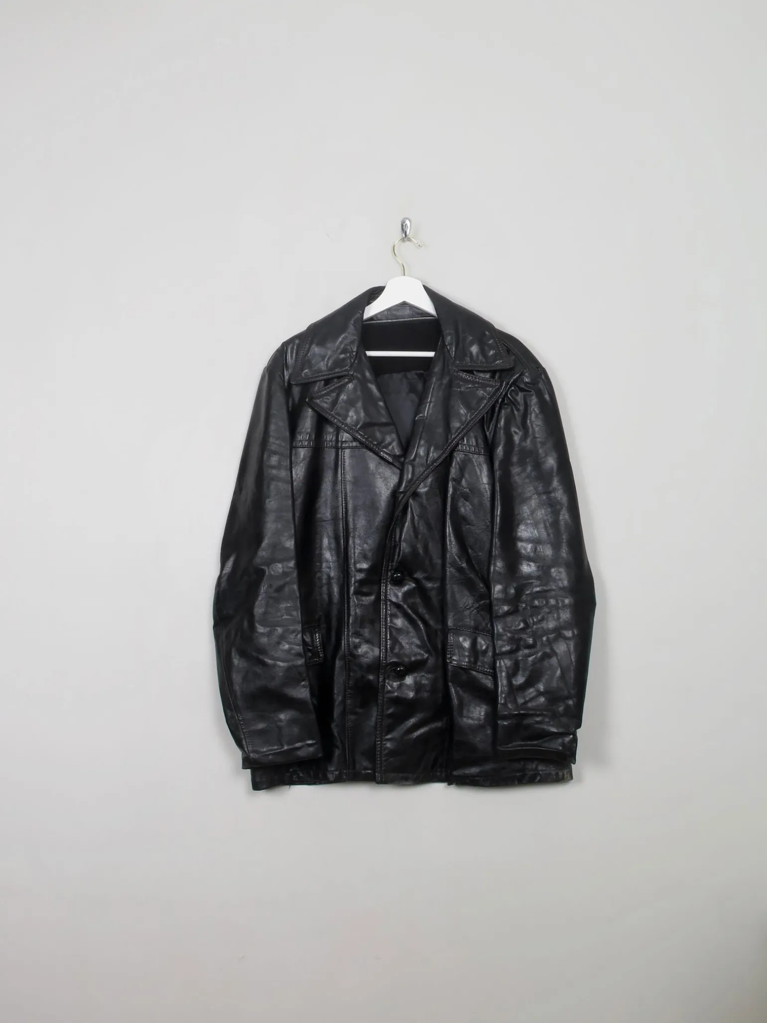 Men's Vintage Black Leather Jacket L