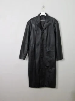 Men's Vintage Black Leather Coat L/XL