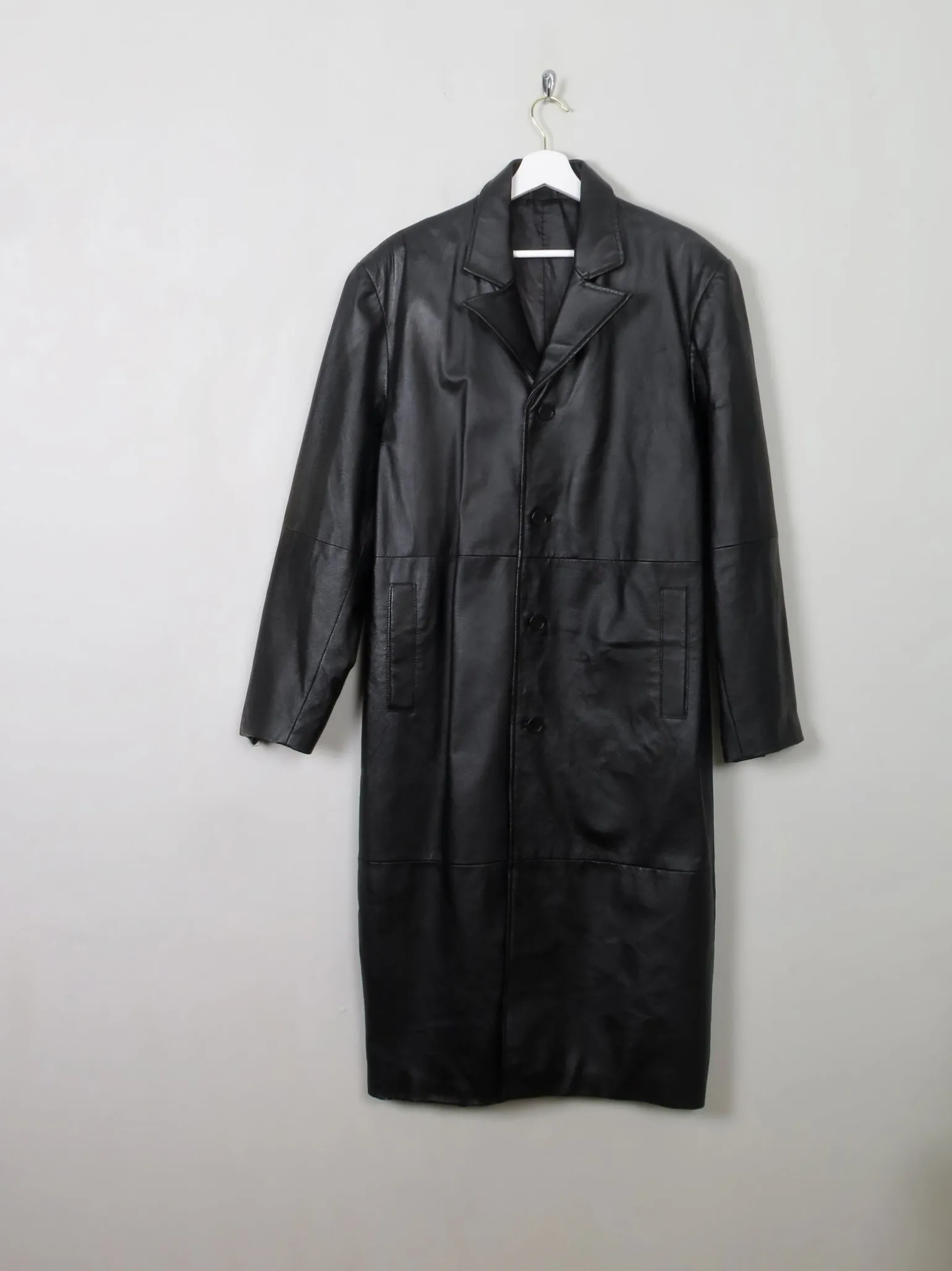 Men's Vintage Black Leather Coat L/XL