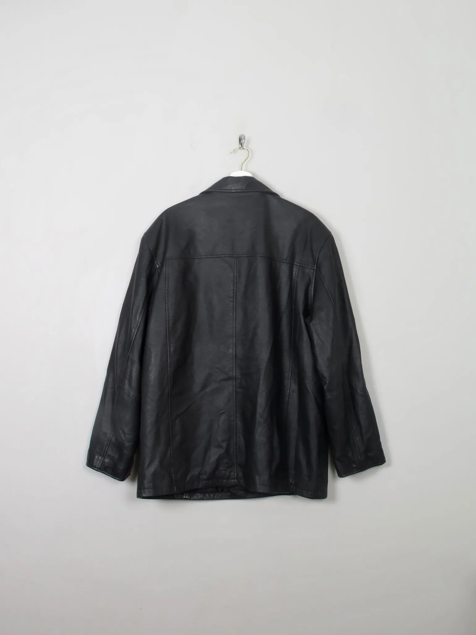 Men's Vintage Black Leather Jacket L