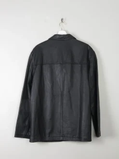 Men's Vintage Black Leather Jacket M Relaxed Fit