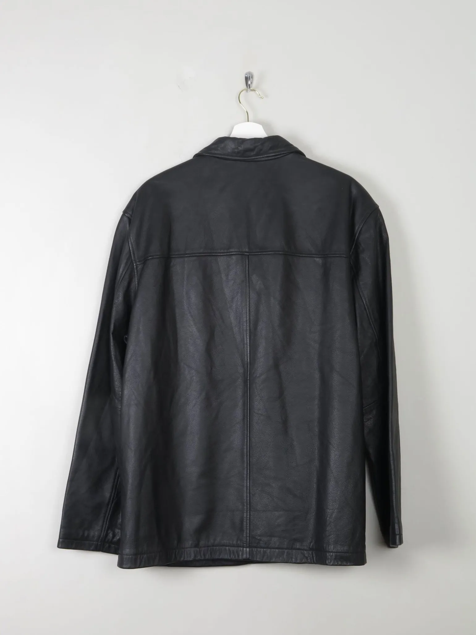 Men's Vintage Black Leather Jacket M Relaxed Fit