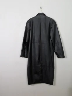Men's Vintage Black Leather Coat L/XL