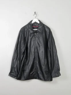 Men's Vintage Black Leather Jacket With Zip L/XL