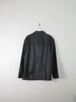 Men's Vintage Black Leather Jacket M Relaxed Fit