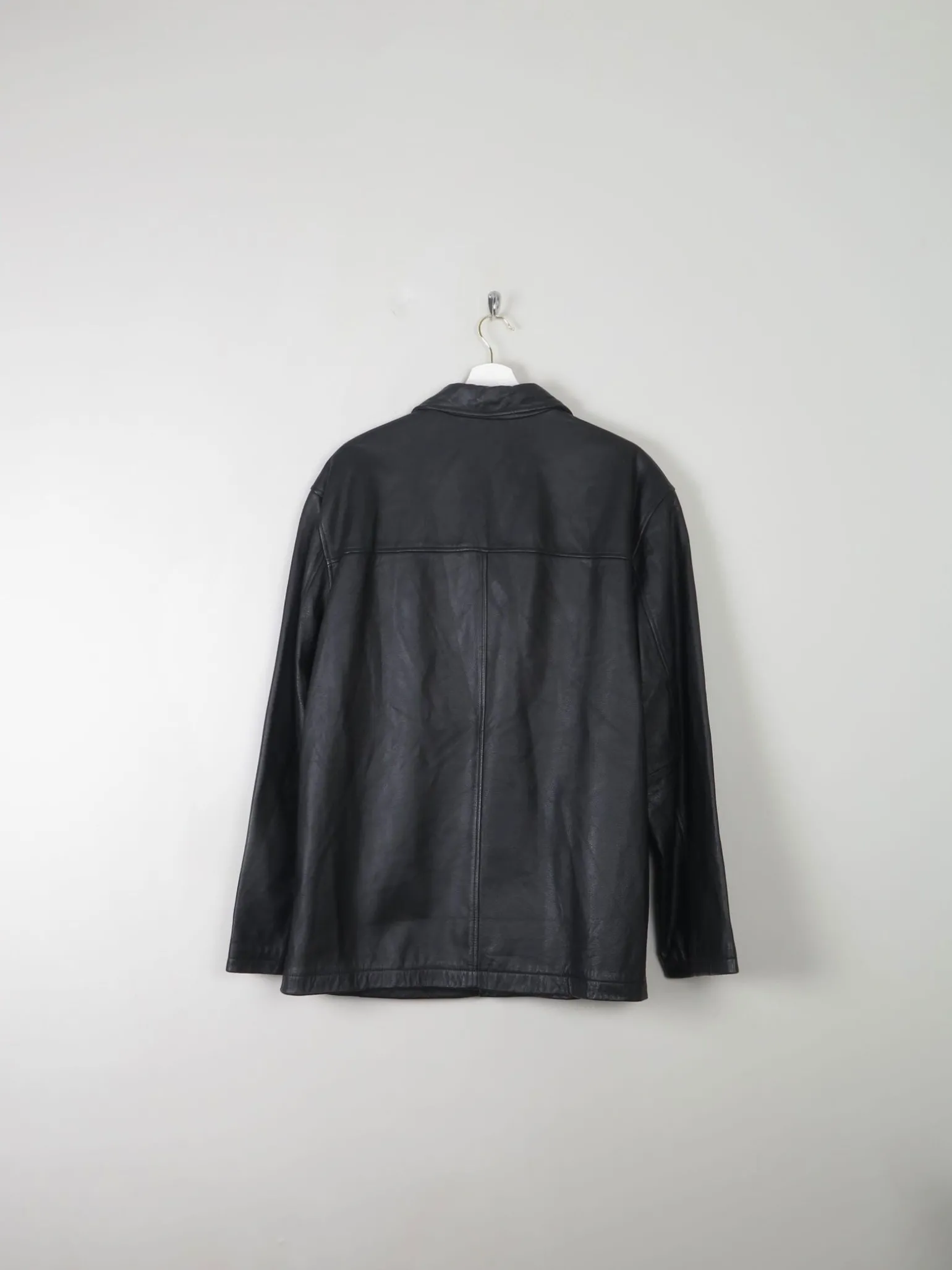 Men's Vintage Black Leather Jacket M Relaxed Fit