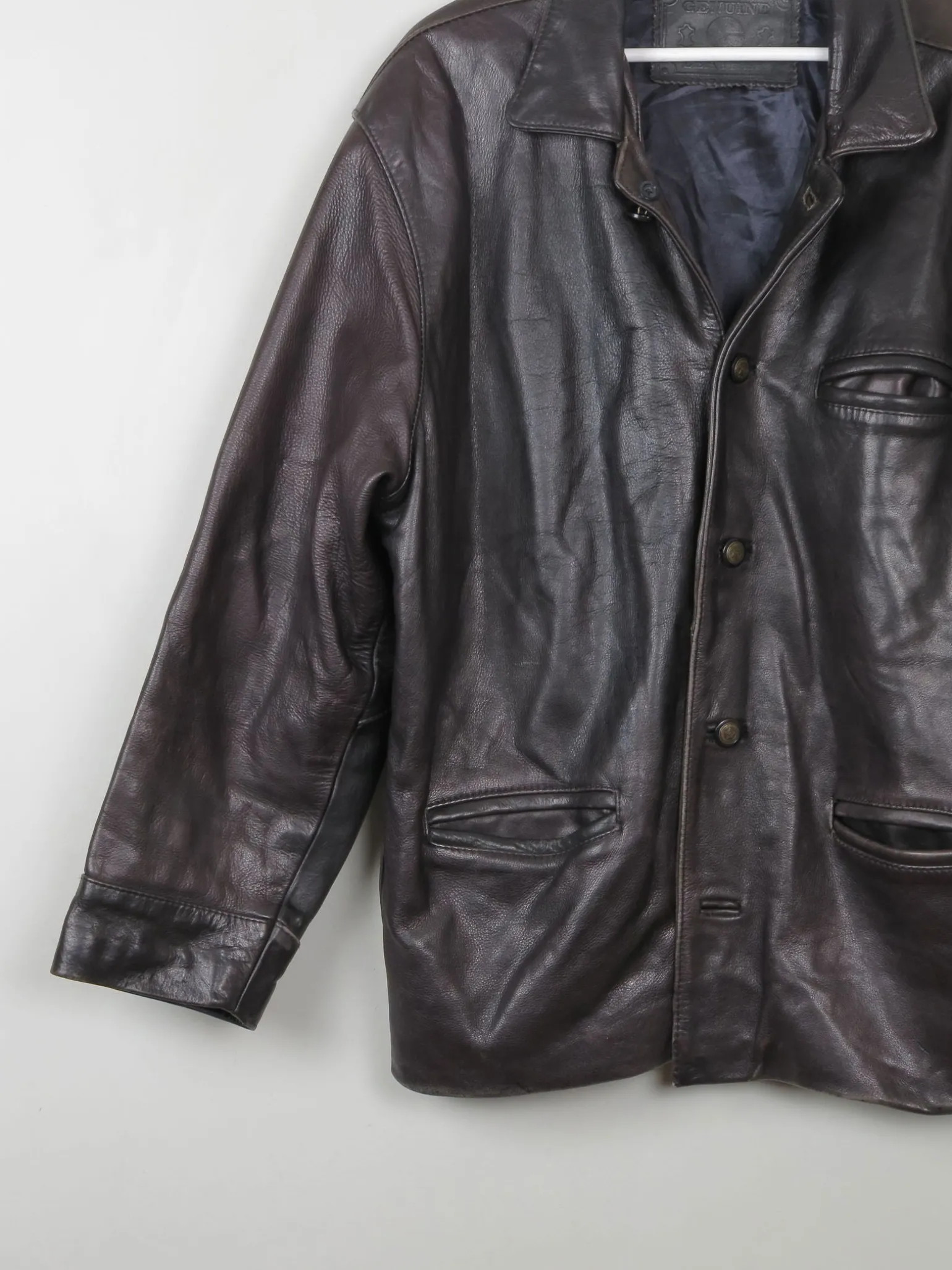 Men's Vintage Black Leather Jacket M