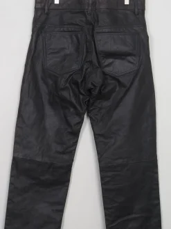 Men's Vintage Black Leather Trousers 34W
