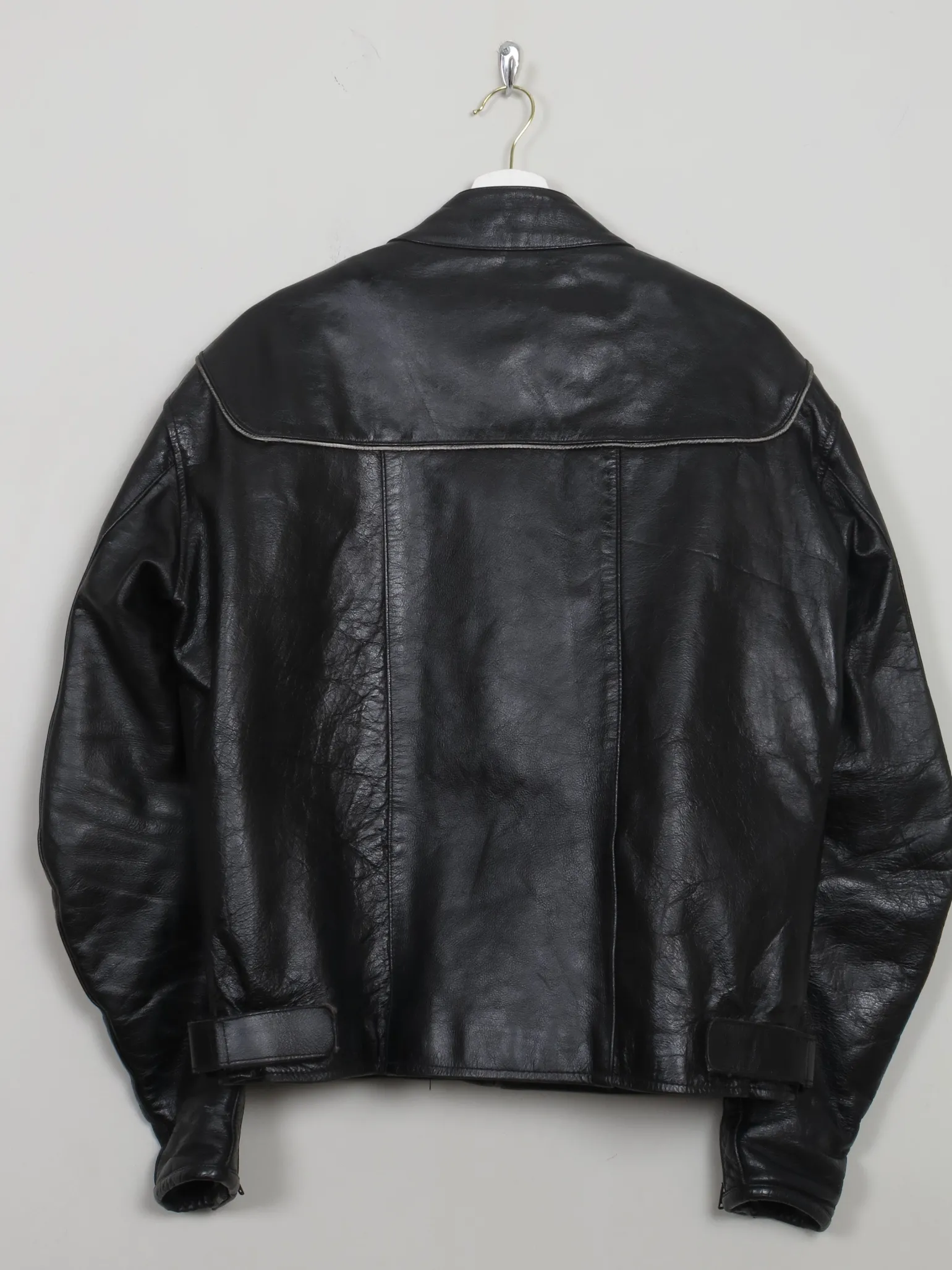 Men's Vintage Black Leather Biker Jacket M