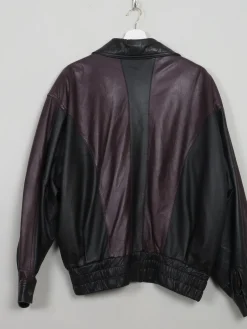 Men's Vintage Black Leather Bomber Jacket M