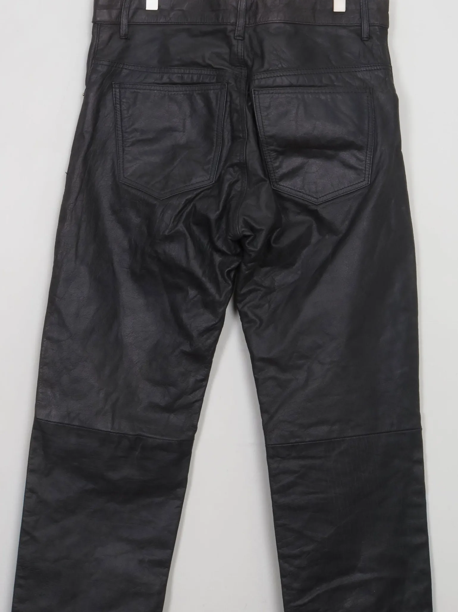 Men's Vintage Black Leather Trousers 34W