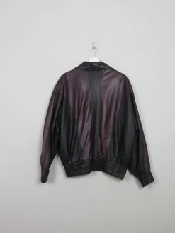 Men's Vintage Black Leather Bomber Jacket M