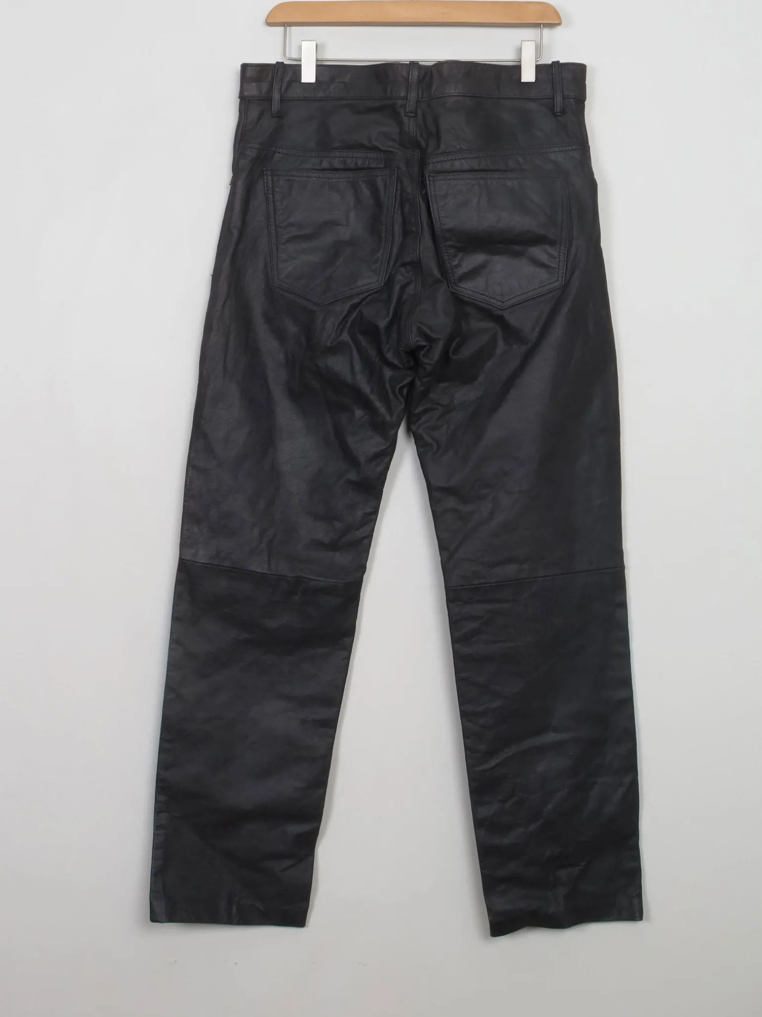Men's Vintage Black Leather Trousers 34W