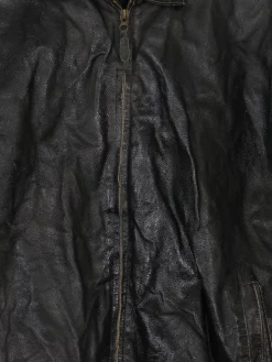 Men's Vintage Black Leather Bomber Jacket Distressed M/L