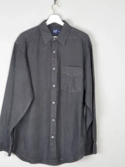 Men's Vintage Black Linen Gap Shirt Oversized M
