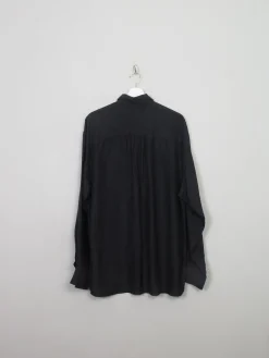 Men's Vintage Black Silk Shirt XL