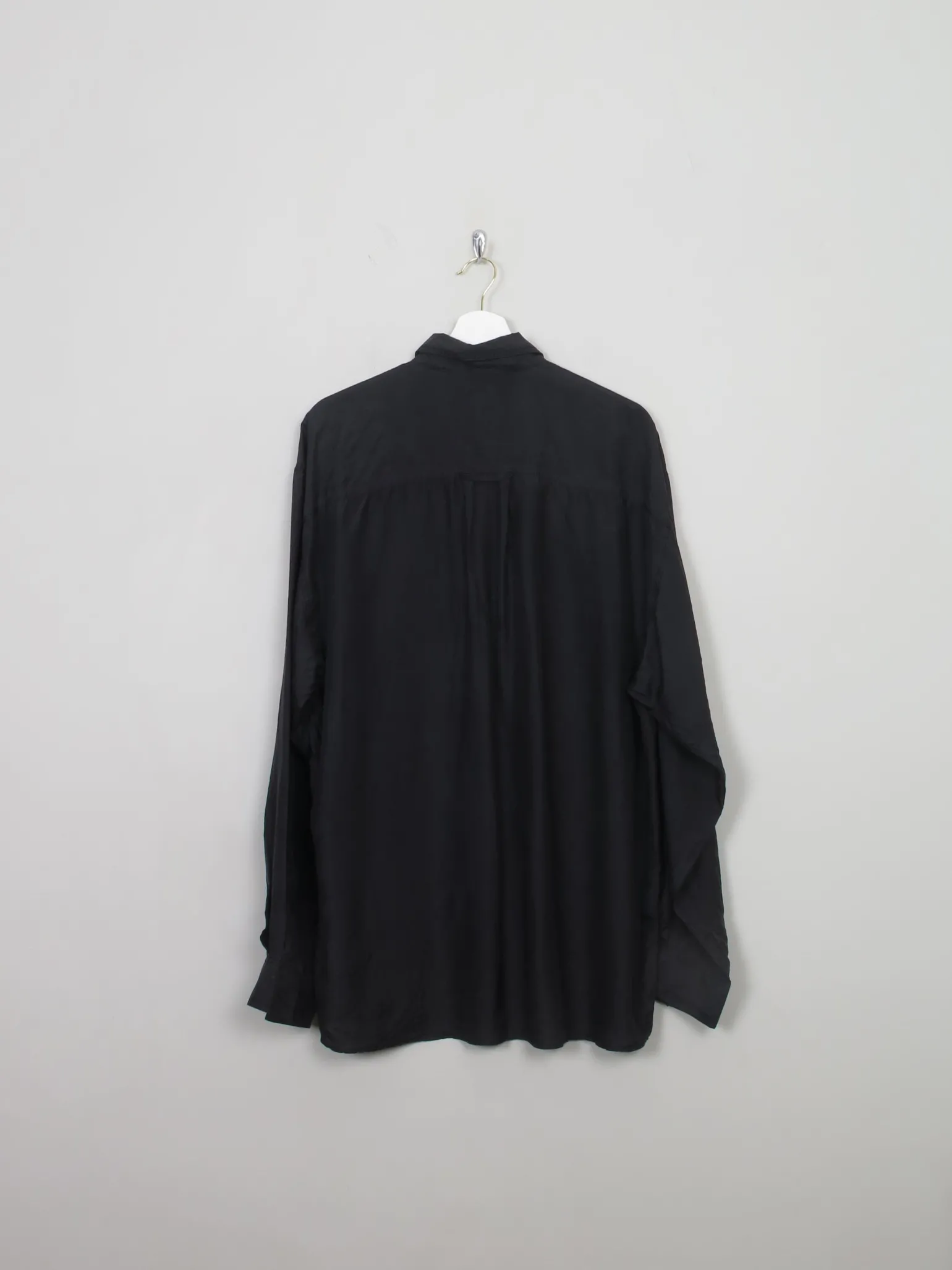 Men's Vintage Black Silk Shirt XL