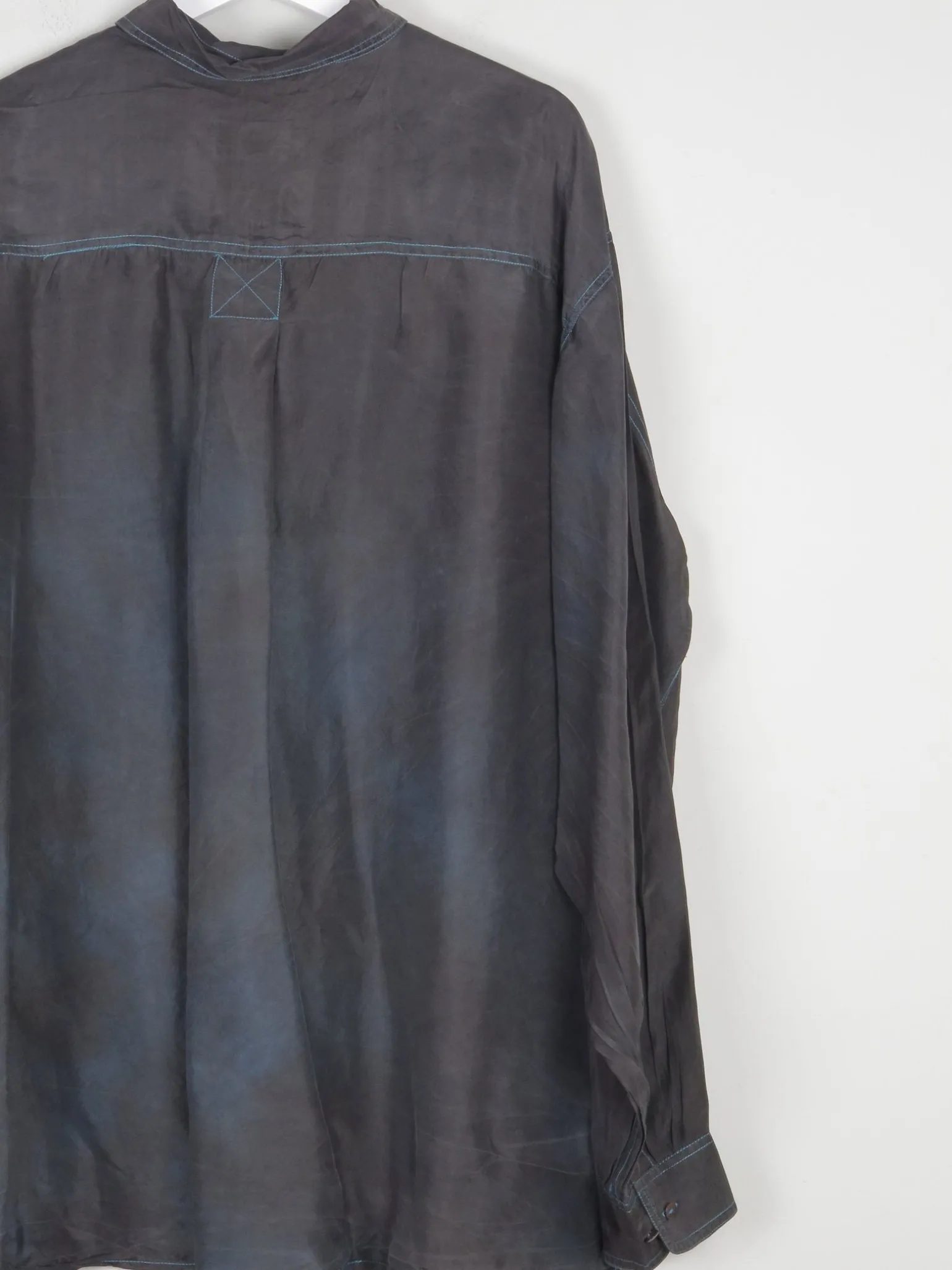 Men's Vintage Black Silk Shirt XL