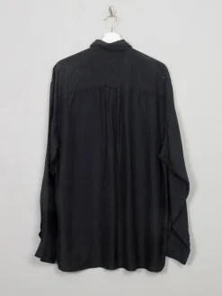 Men's Vintage Black Silk Shirt XL
