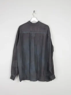 Men's Vintage Black Silk Shirt XL
