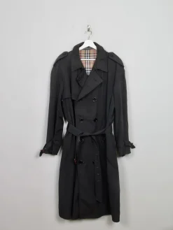 Men's Vintage Black Trench Coat L 42/44