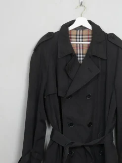 Men's Vintage Black Trench Coat L 42/44