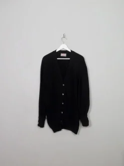 Men's Vintage Black Wool Cardigan L/XL
