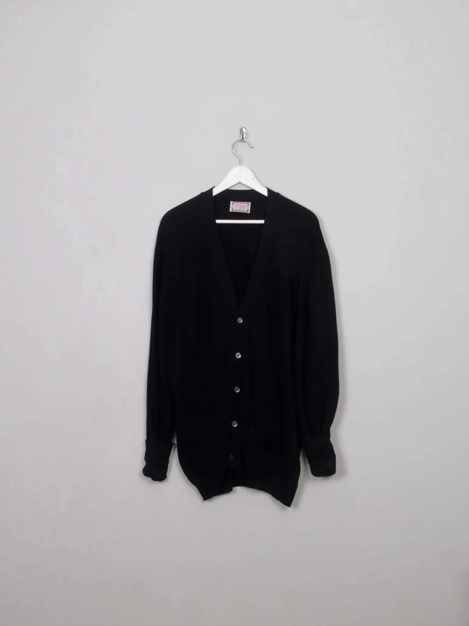 Men's Vintage Black Wool Cardigan L/XL