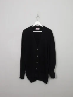 Men's Vintage Black Wool Cardigan L/XL