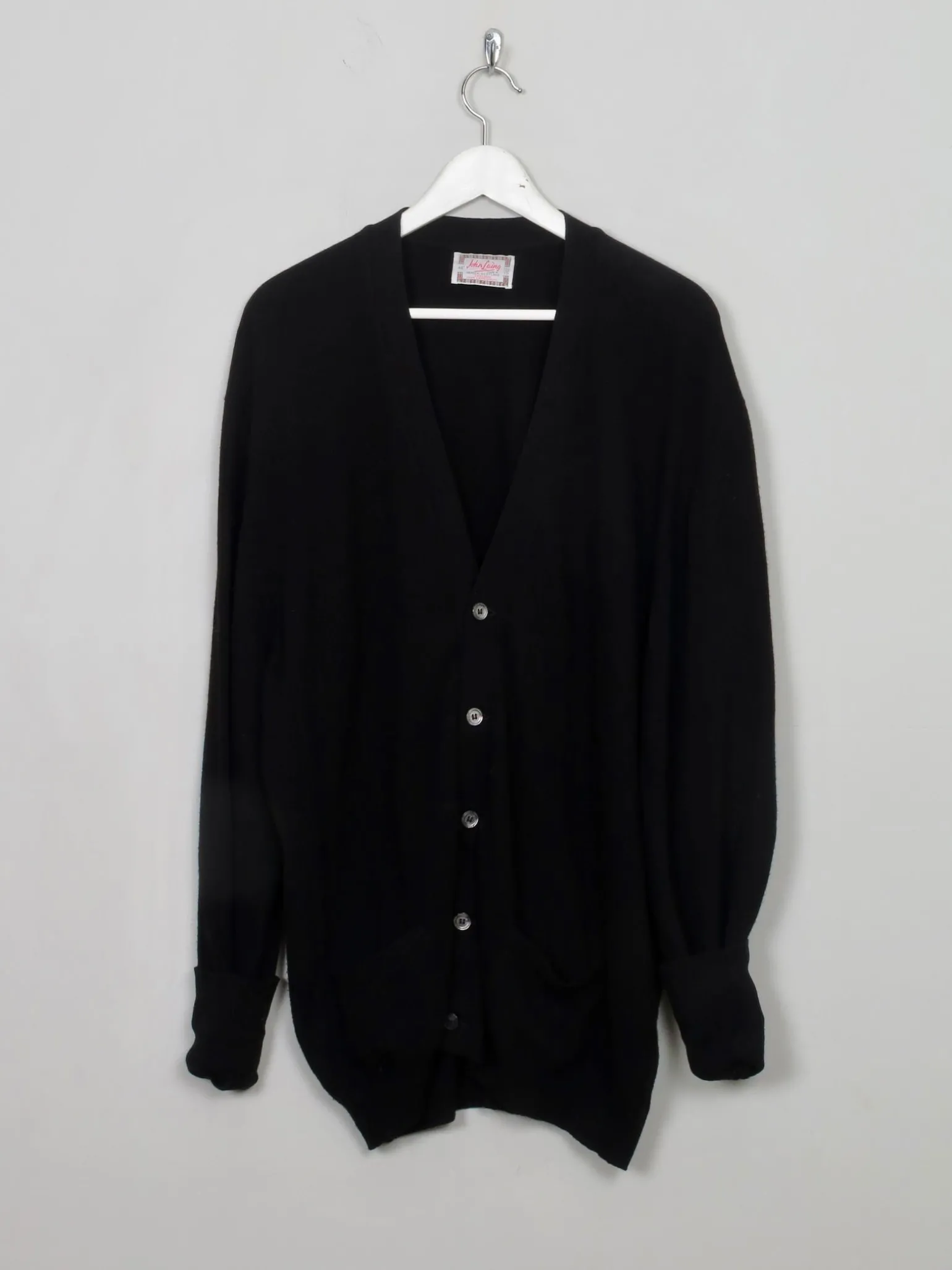 Men's Vintage Black Wool Cardigan L/XL