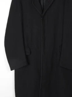 Men's Vintage Black Wool Coat With Velvet Collar 1940s 44