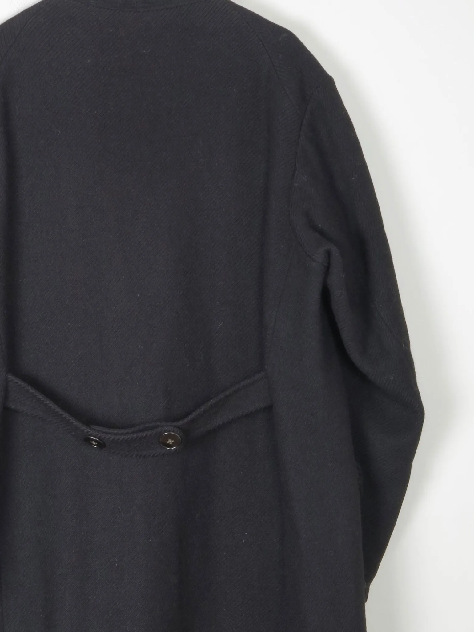 Men's Vintage Black Wool Coat With Velvet Collar 1940s 44"/Large