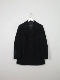 Men's Vintage Black Wool Short Coat 42”