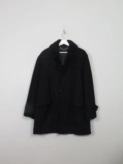 Men's Vintage Black Wool Short Coat L