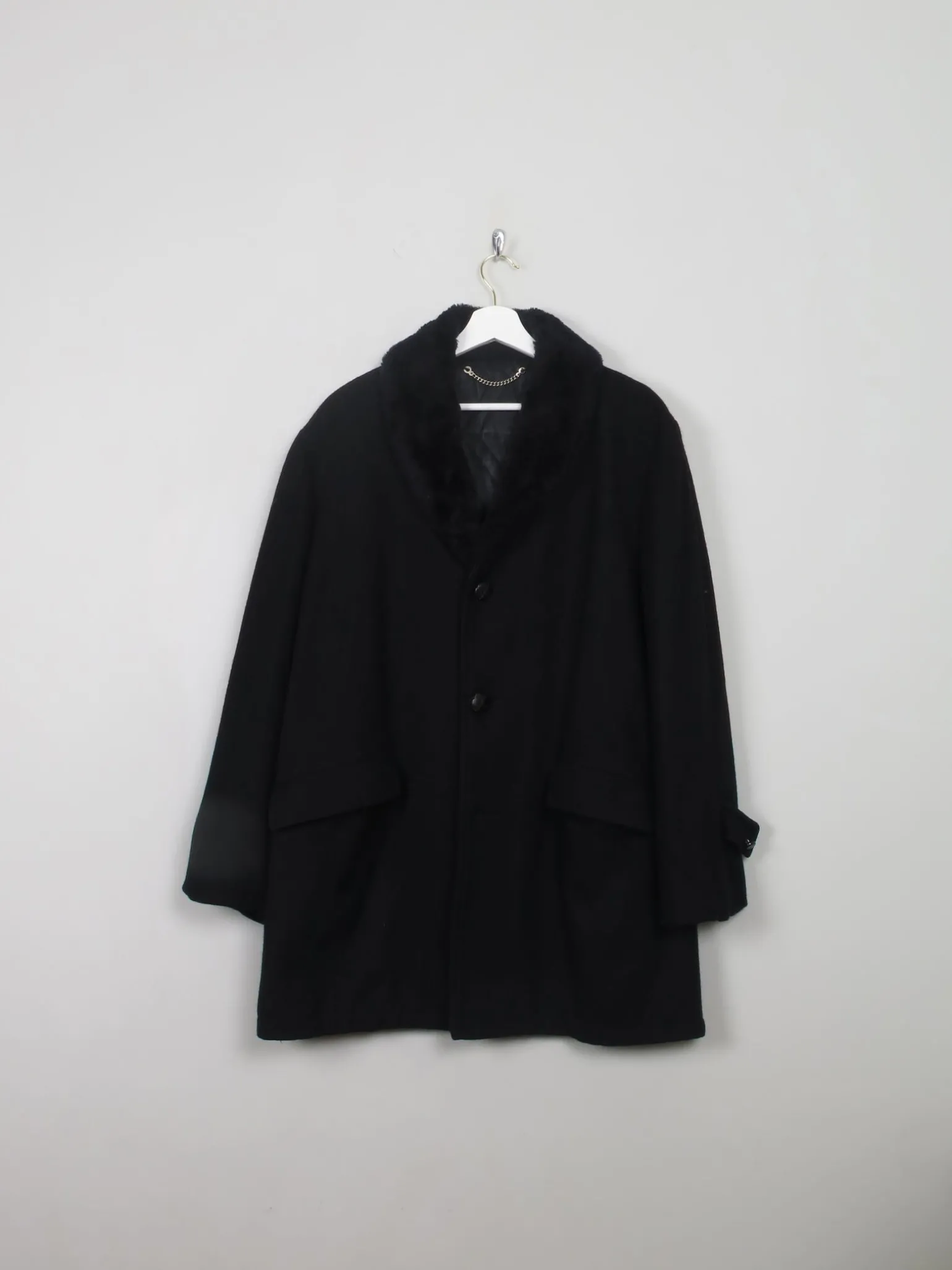 Men's Vintage Black Wool Short Coat L