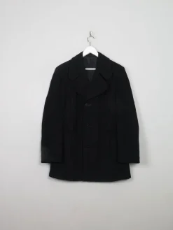Men's Vintage Black Wool Short Coat 42”