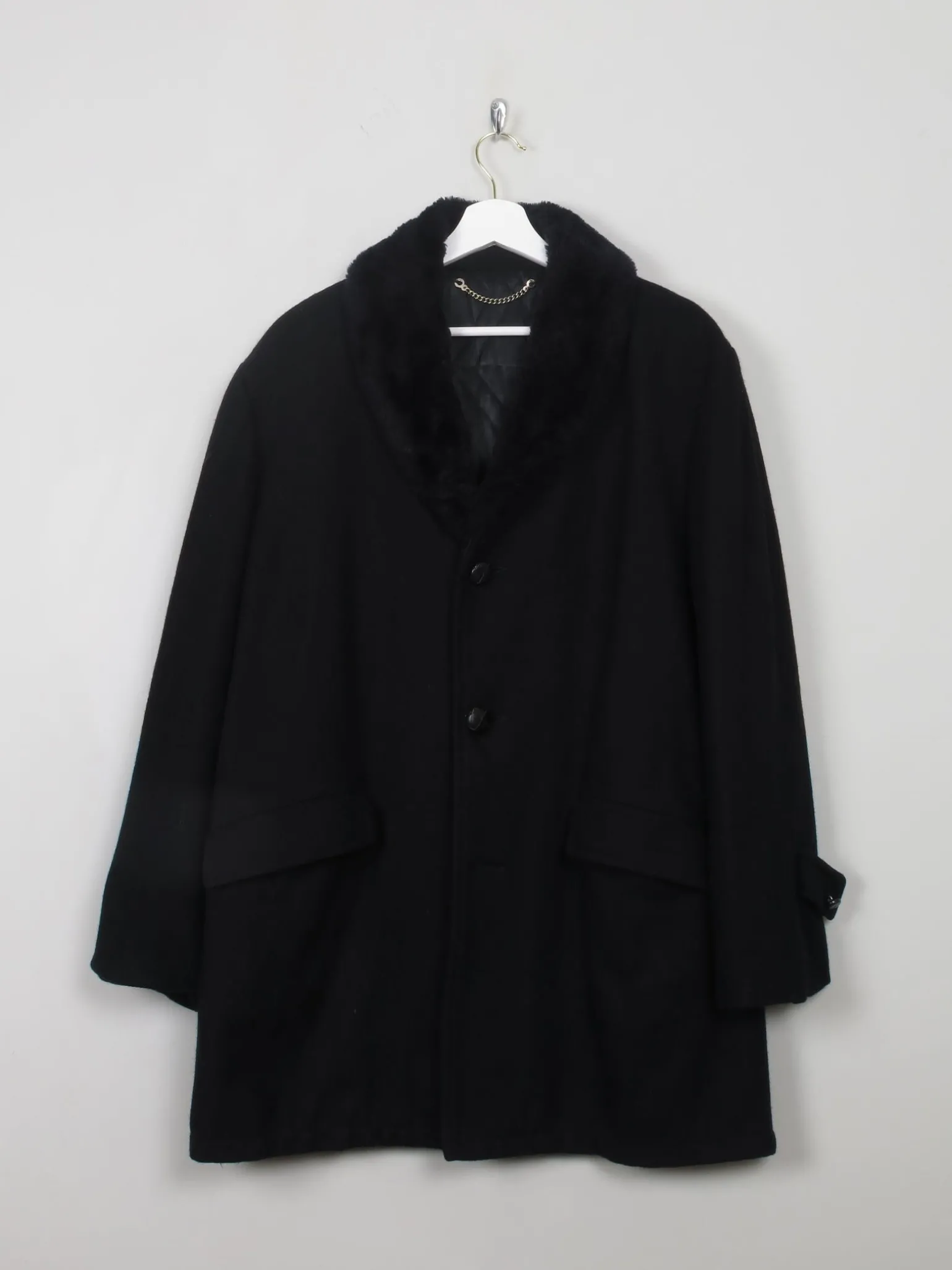 Men's Vintage Black Wool Short Coat L