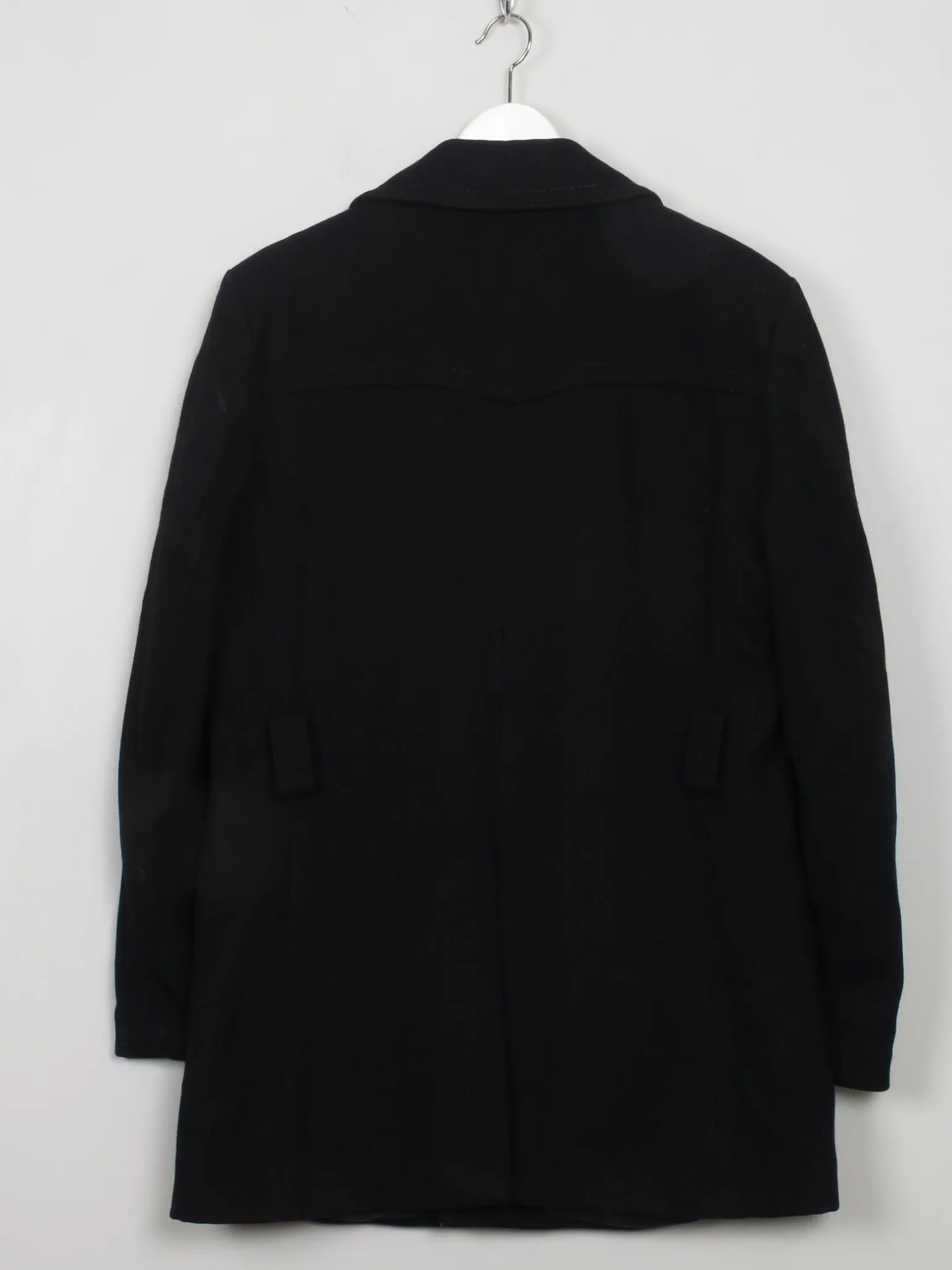 Men's Vintage Black Wool Short Coat 42”