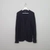 Men's Vintage Blue Cable-knit Cardigan L