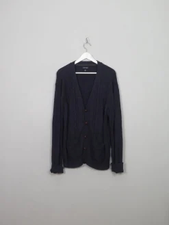 Men's Vintage Blue Cable-knit Cardigan L