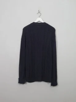 Men's Vintage Blue Cable-knit Cardigan L