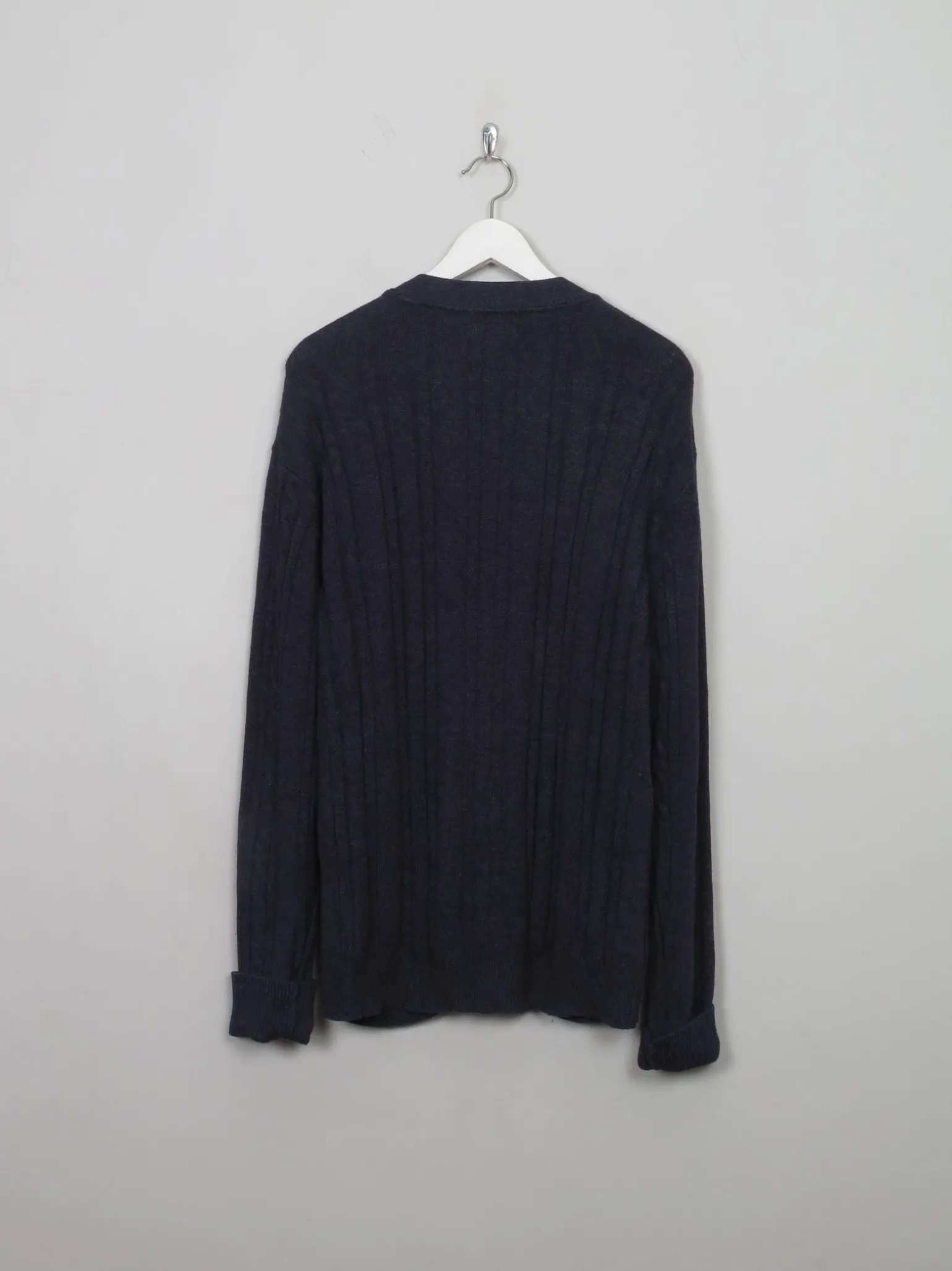 Men's Vintage Blue Cable-knit Cardigan L